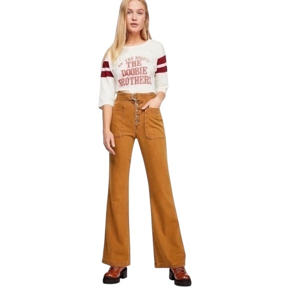 Free People Corin Mod Slim Flare Pants (Belt Not Included) - Picture 1 of 9